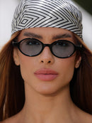 Óculos de Sol Oval Lupita 3.0 - Azul Preto - Acetato