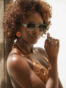 Óculos de Sol Octogonal - Marrom Premium/Metal