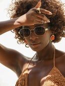 Óculos de Sol Octogonal - Marrom Premium/Metal