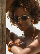 Óculos de Sol Octogonal - Marrom Premium/Metal