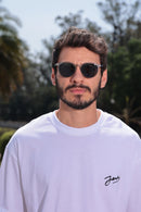 Óculos de Sol Redondo/ Preto Degradê - Acetato