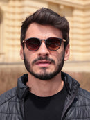 Óculos de Sol redondo/ Marrom Camuflado-Acetato