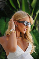 Óculos de sol retangular - Preto Degradê/Preto Nude acetato