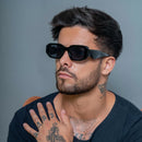 Óculos de Sol Retangular Diamond Unixex/ Preto degradê