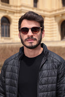 Óculos de Sol redondo/ Marrom Camuflado-Acetato