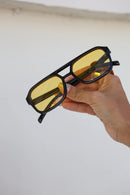 Óculos de Sol quadrado/Amarelo Preto - acetato