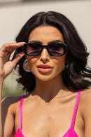 Óculos de Sol Retangular Diamond Unixex/ Preto degradê