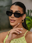 Óculos de Sol Retangular Diamond Unixex/ Preto degradê