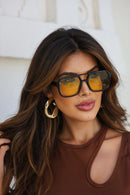 Óculos de Sol quadrado/Amarelo Preto - acetato