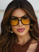 Óculos de Sol quadrado/Amarelo Preto - acetato