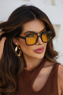 Óculos de Sol quadrado/Amarelo Preto - acetato